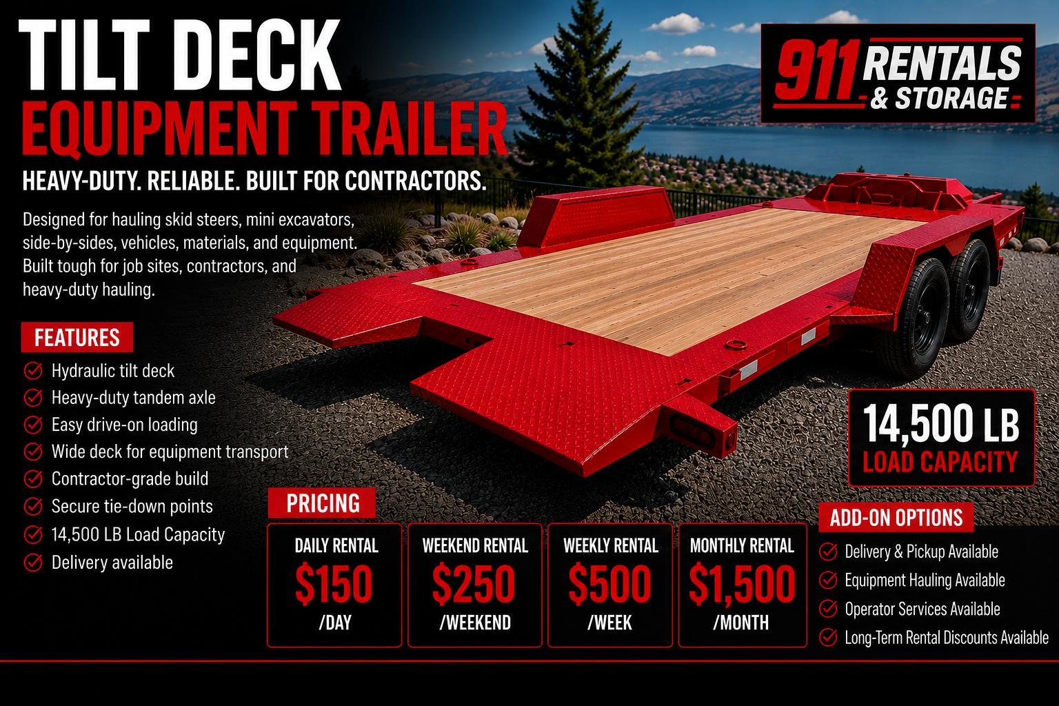 Tilt Deck Equipment Trailer